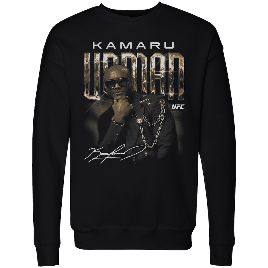 500 Level Black Kamaru Usman Grunge Pullover Sweatshirt